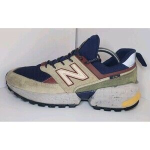 Rare Vtg New Balance NB 574 V2 Sport Mens Sz 9.5 Tan/Navy/Brown Suede colorblock